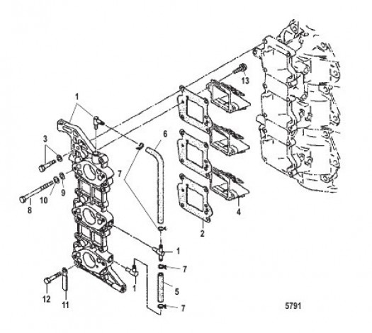 Cхема Впускной коллектор и блок с пластинчатыми клапанами